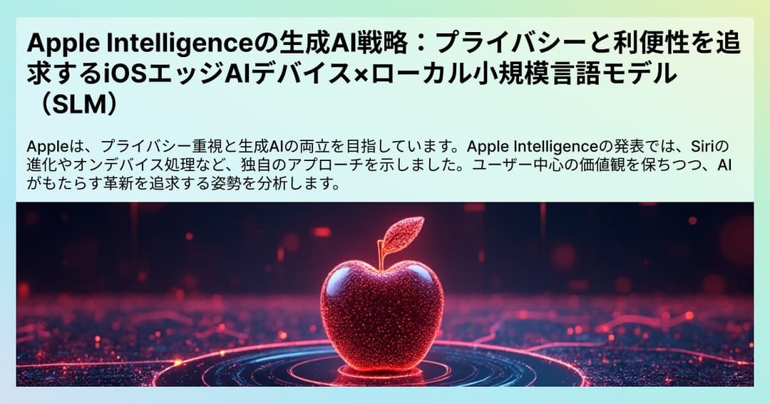 Apple Intelligenceの生成AI戦略：プライバシーと利便性を追求するiOSエッジAIデバイス×ローカル小規模言語モデル（SLM）