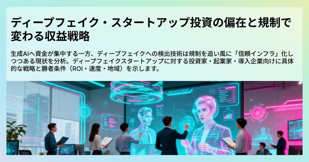 ディープフェイク・スタートアップ投資の偏在と規制で変わる収益戦略