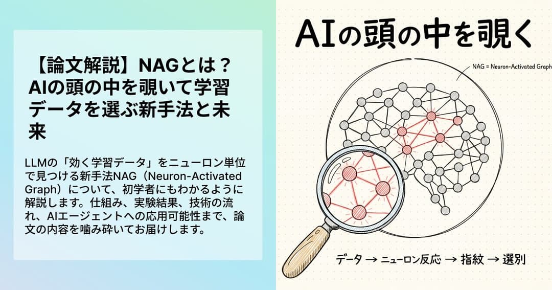 【論文解説】NAGとは?AIの頭の中を覗いて学習データを選ぶ新手法と未来